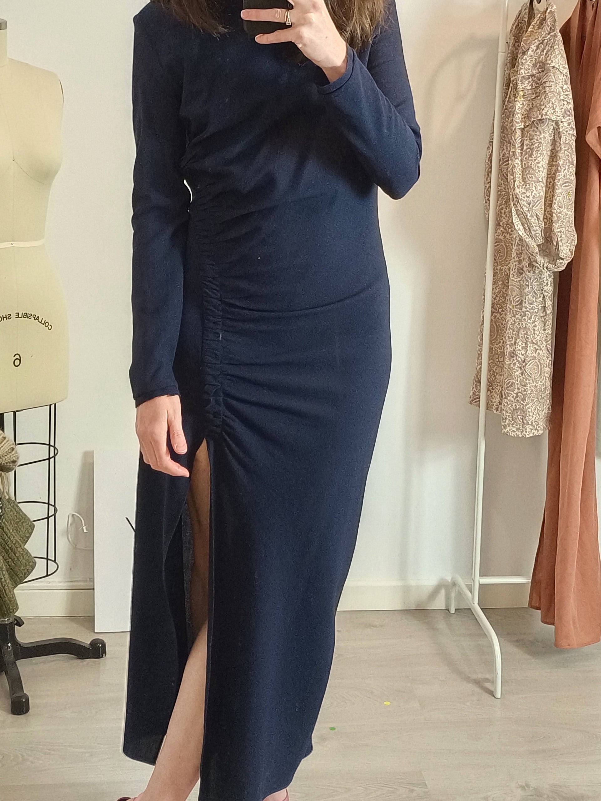 ZARA. Long blue gathered dress. TS – Hibuy market