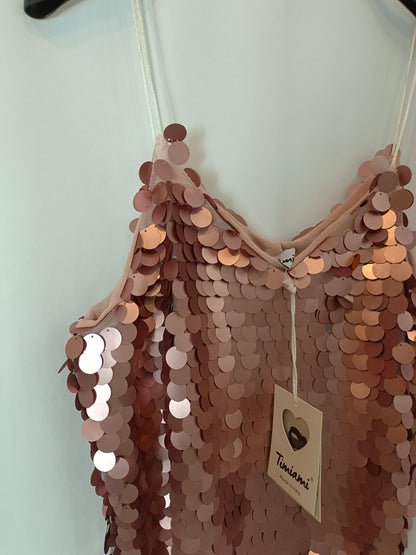 TIMIAMI. Top rosa lentejuelas T.xl