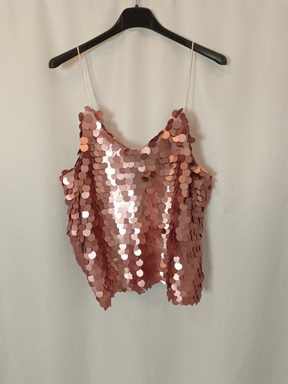 TIMIAMI. Top rosa lentejuelas T.xl
