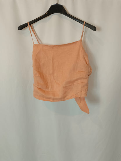H&M. Top naranja lino T.xs