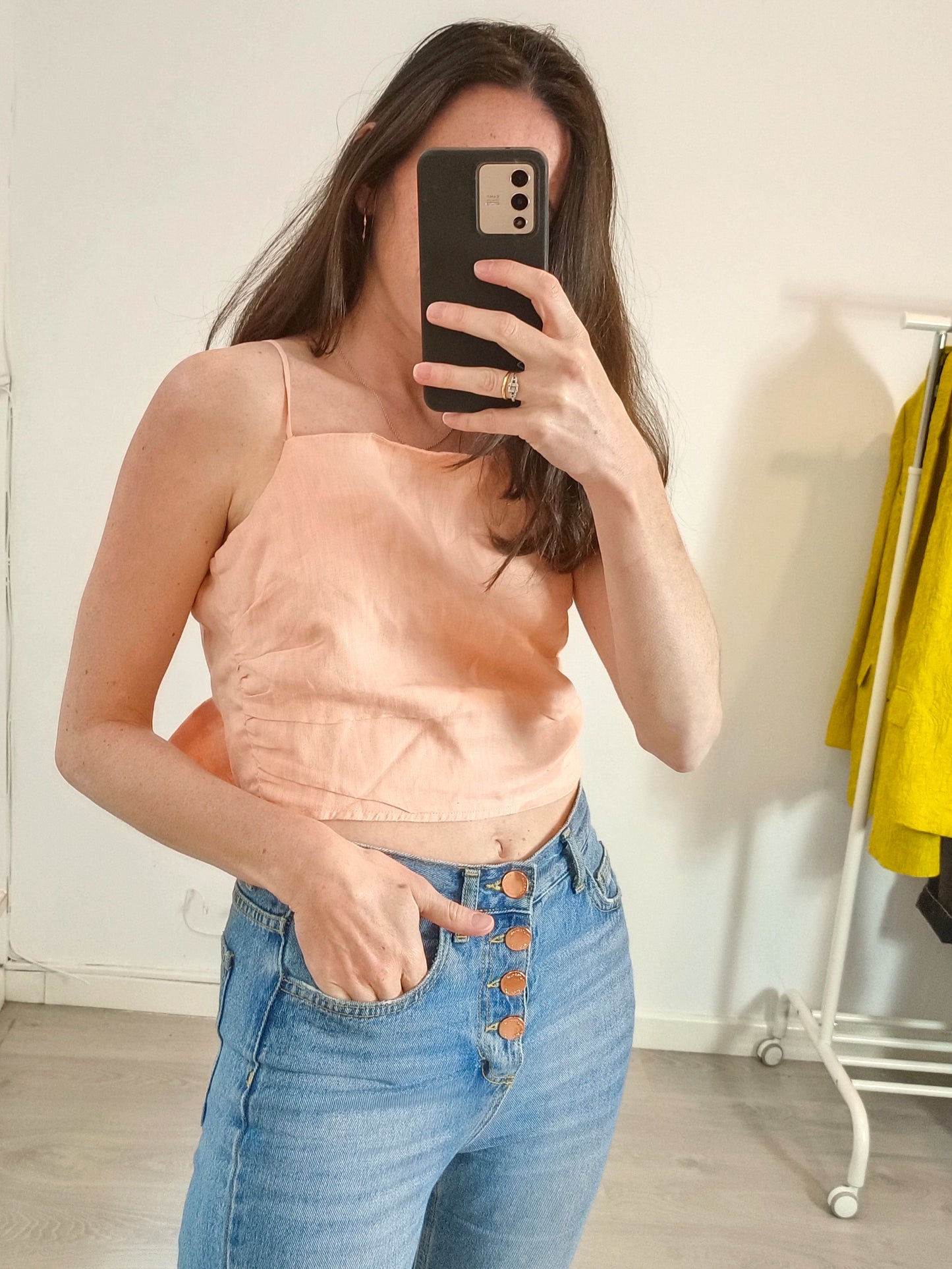 H&M. Top naranja lino T.xs