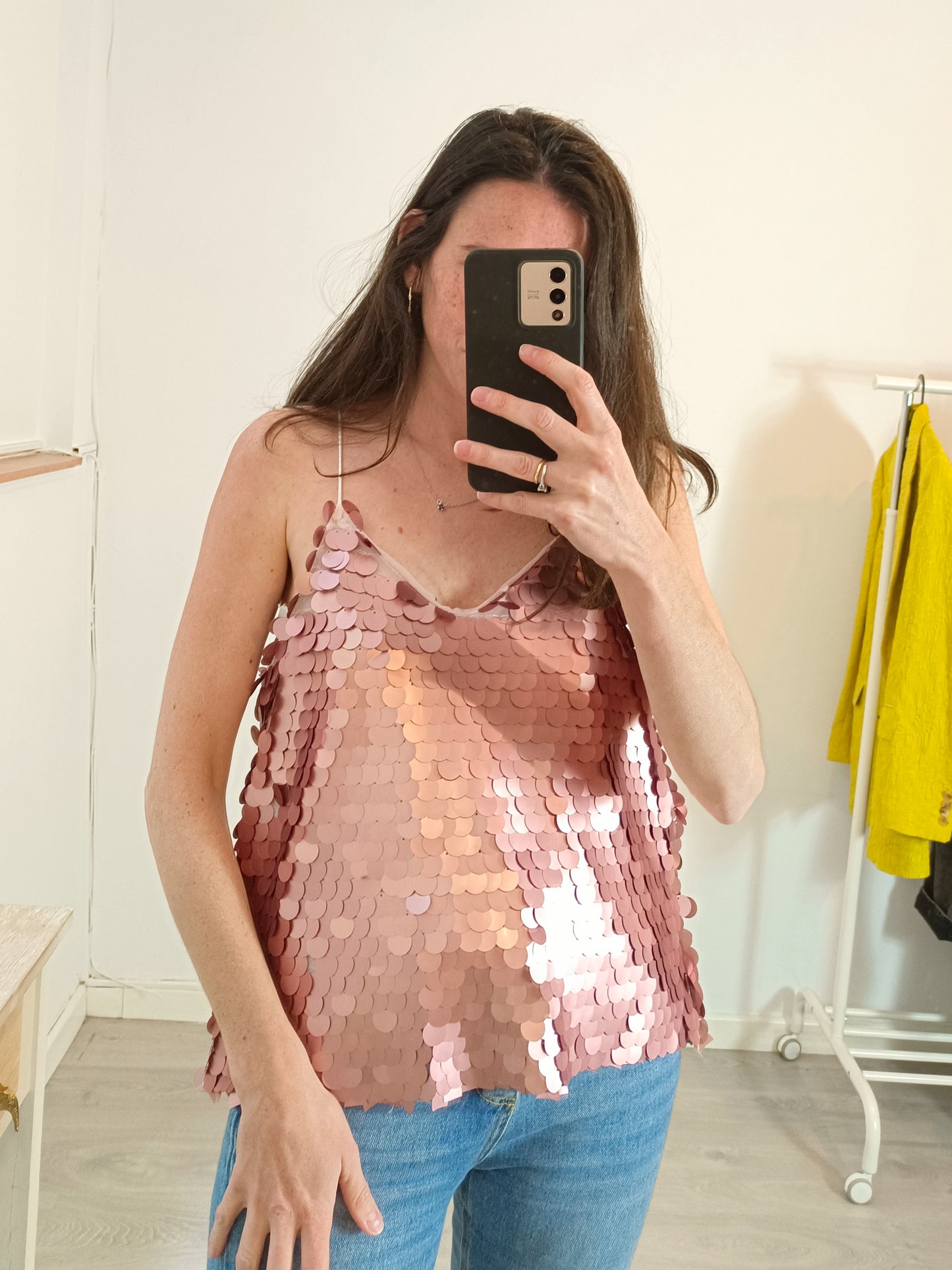 TIMIAMI. Top rosa lentejuelas T.xl