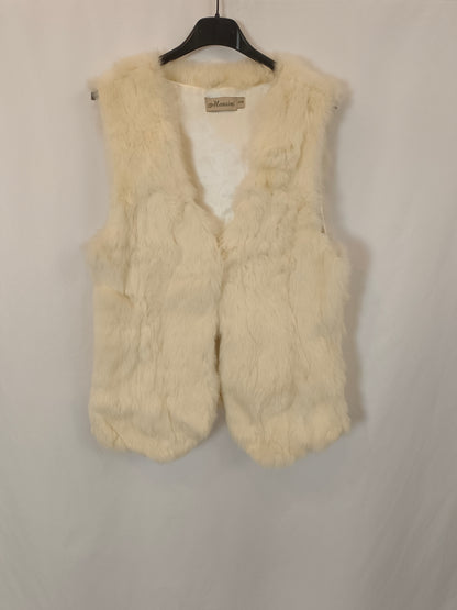 MANZINI. Chaleco de pelo beige T.s/m