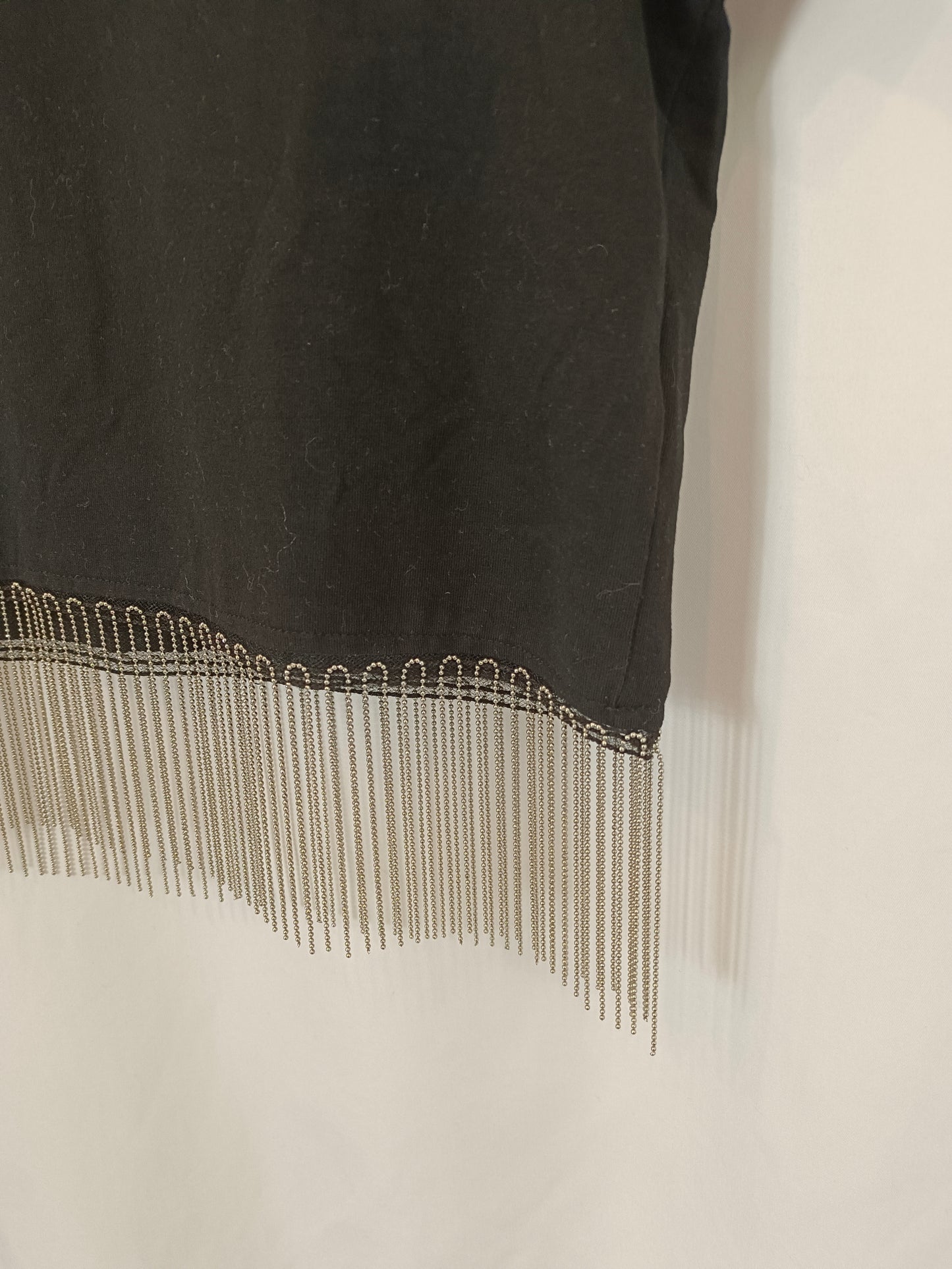 SUBDUED. Camiseta flecos abalorios T.m