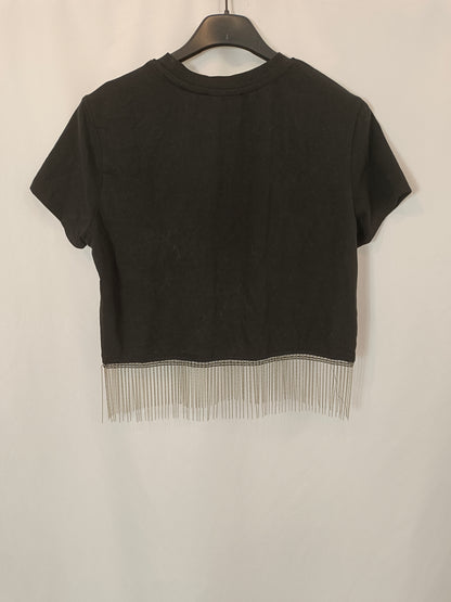SUBDUED. Camiseta flecos abalorios T.m