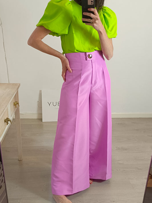 CAYETANA BY CONDES. Pantalón rosa ancho T.s