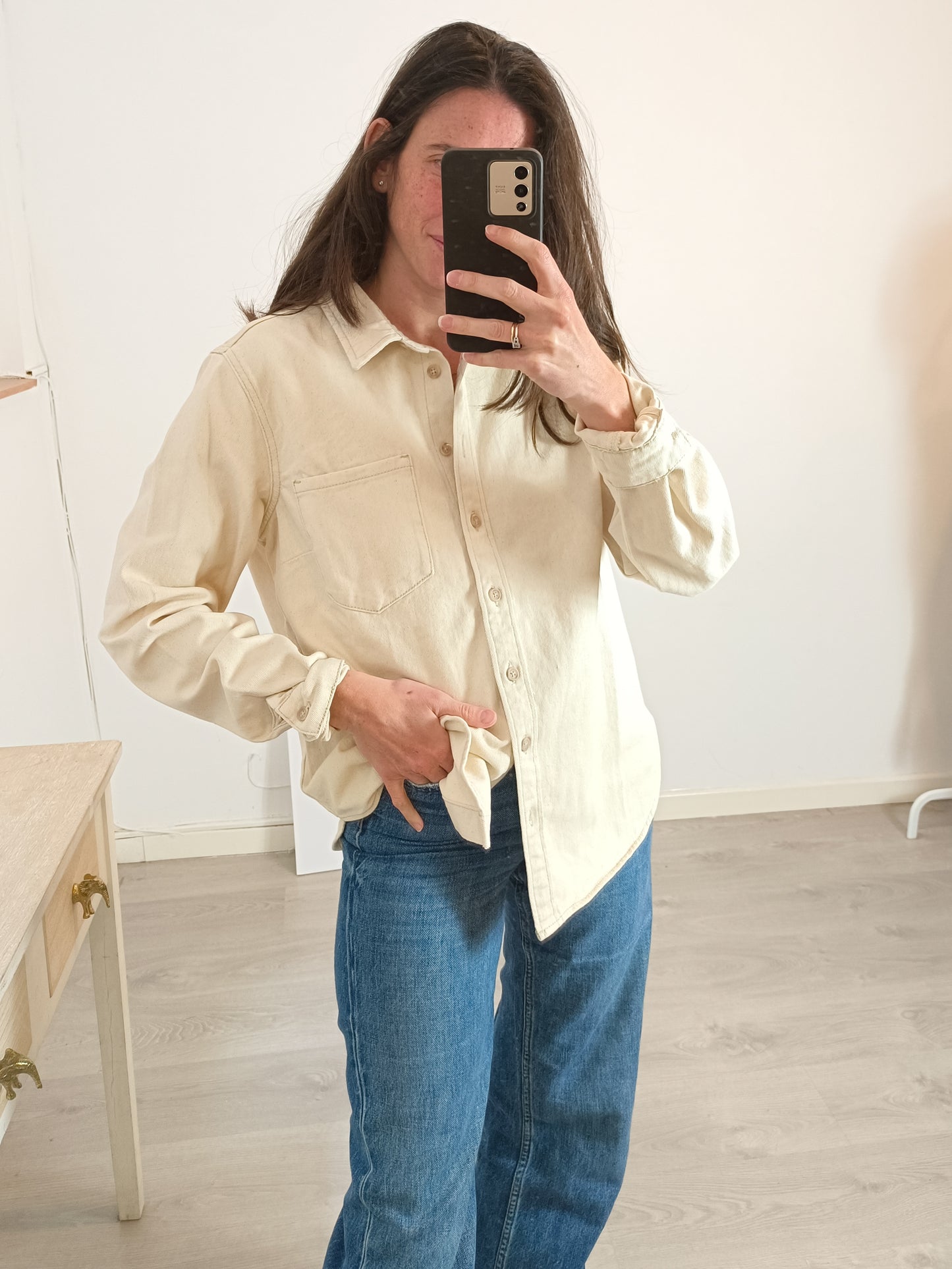 CARLOTA&CO. Camisa/sobrecamsia denim beige T.m/l