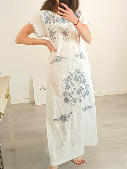 SENSISTUDIO.Vestido largo bordado blanco T.s