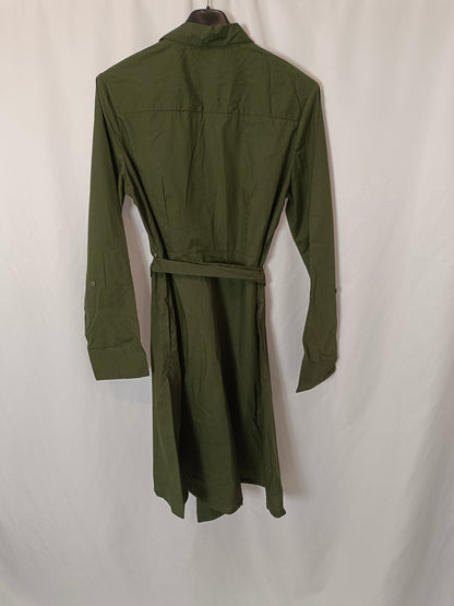 MANGO. Vestido verde camisero T.m