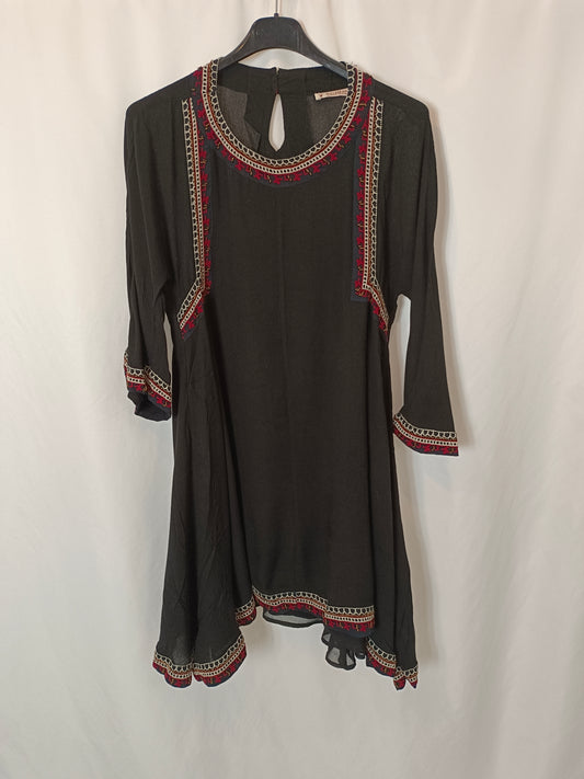 PULL&amp;BEAR. Black beaded and embroidered dress Tm