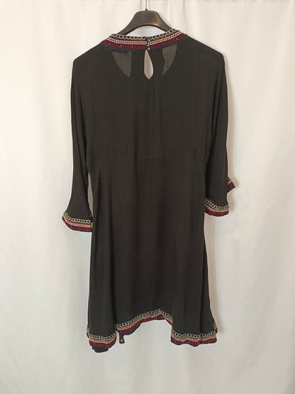 PULL&amp;BEAR. Black beaded and embroidered dress Tm