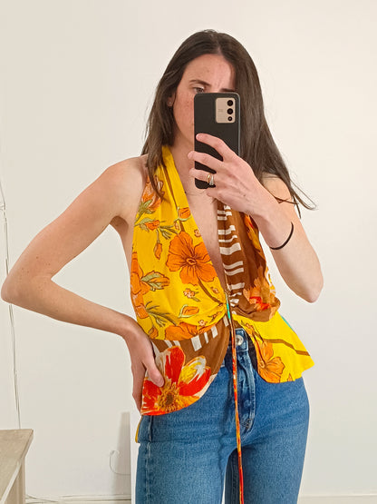 FREE PEOPLE. Top amarillo flores T.u(S)