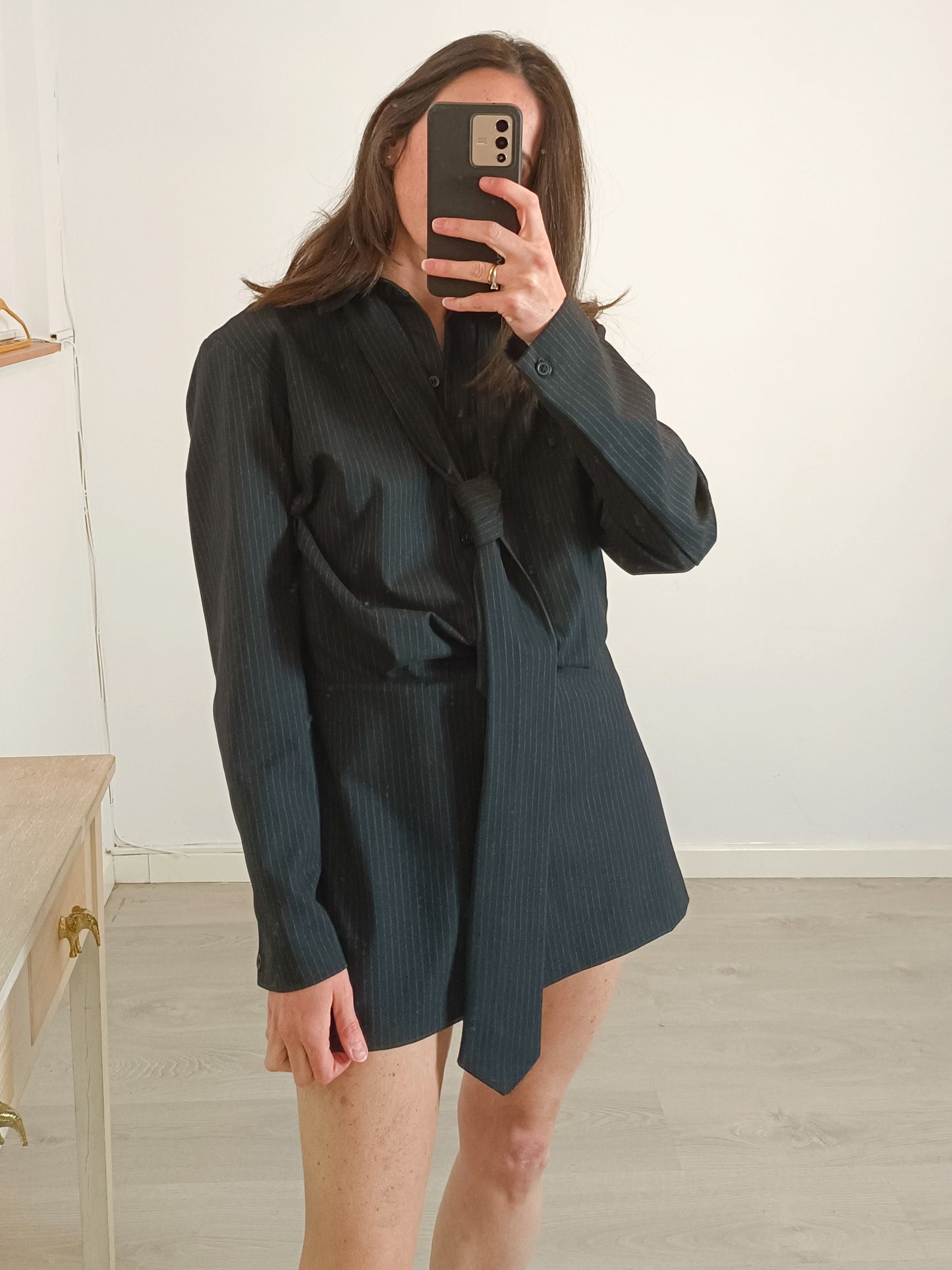 ZARA. Blue striped short jumpsuit TM