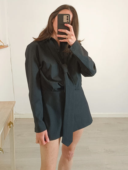 ZARA. Blue striped short jumpsuit TM