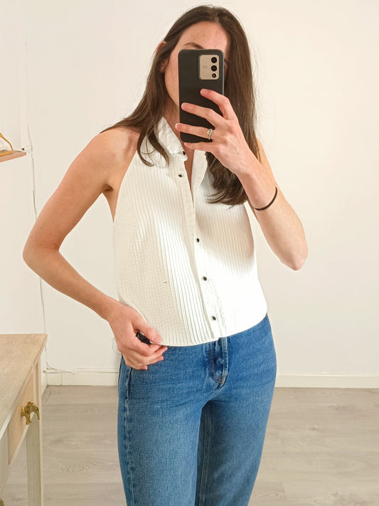ZARA. White halterneck Ts top