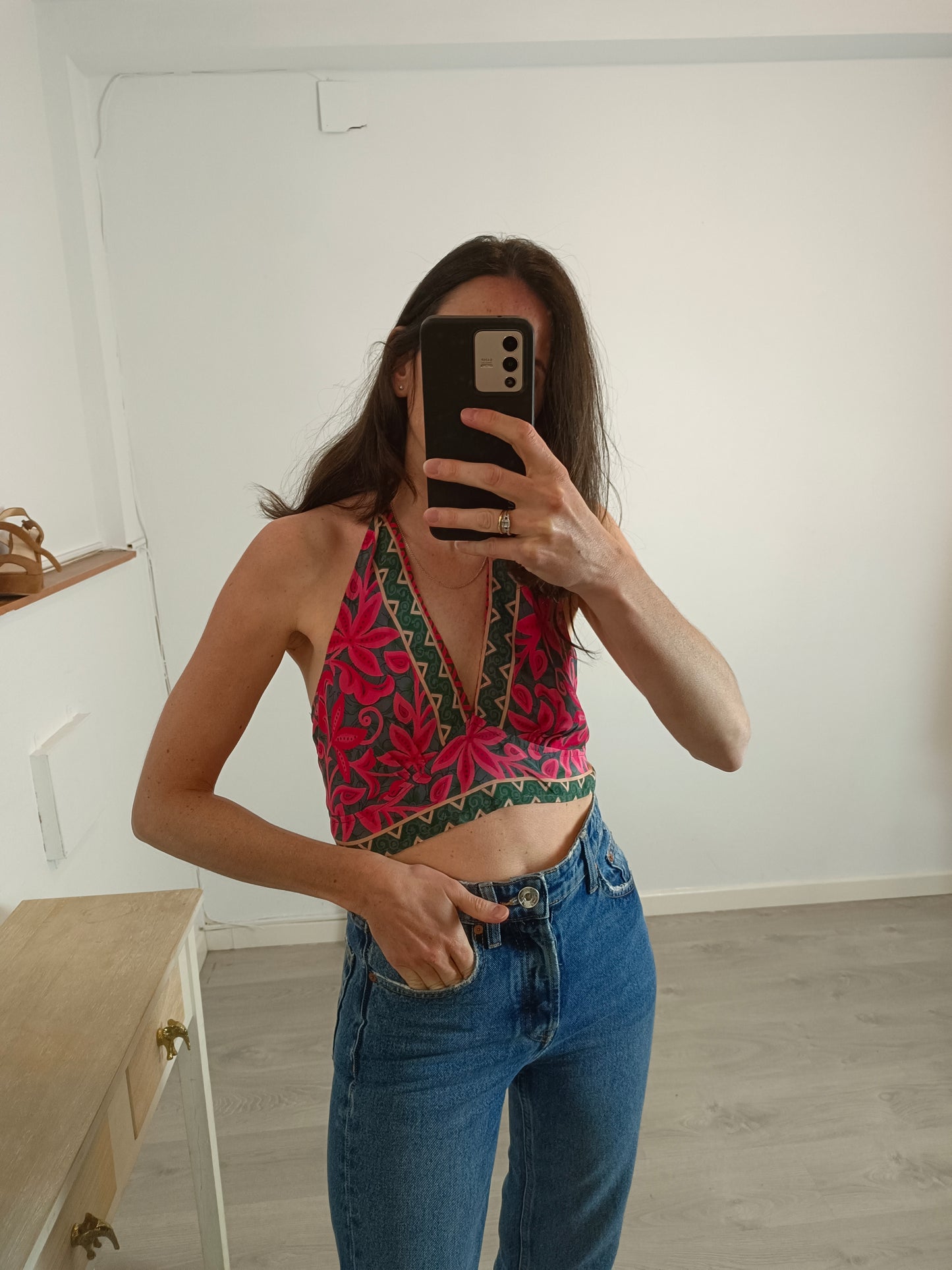 FOLLOW YOUR SOUL. Printed silk tie-dye top. YOUR (S/M)