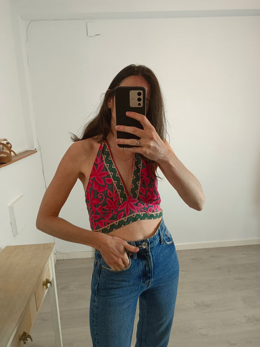 FOLLOW YOUR SOUL. Printed silk tie-dye top. YOUR (S/M)