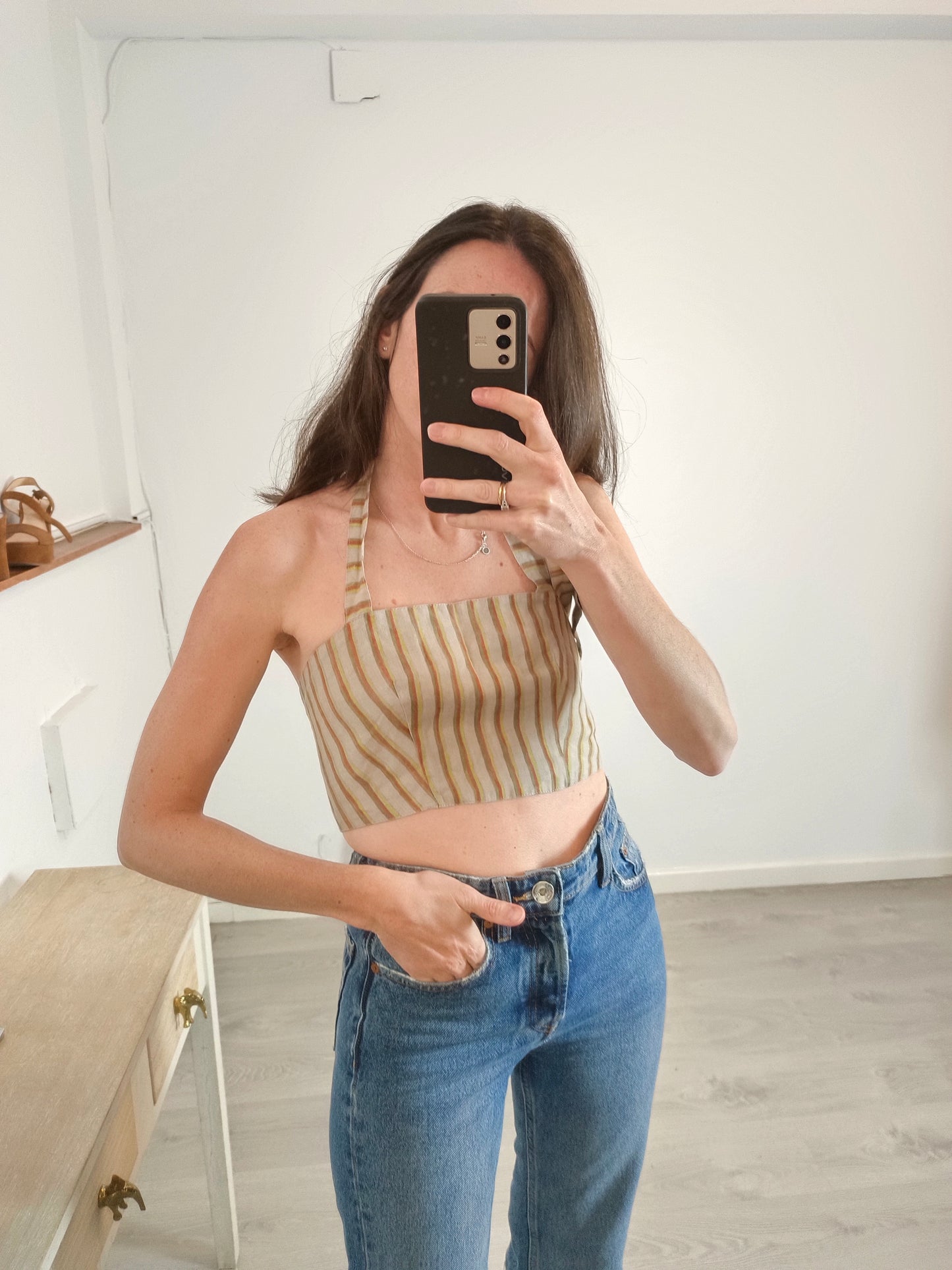 ROMUALDA. Reversible printed linen crop top. TS