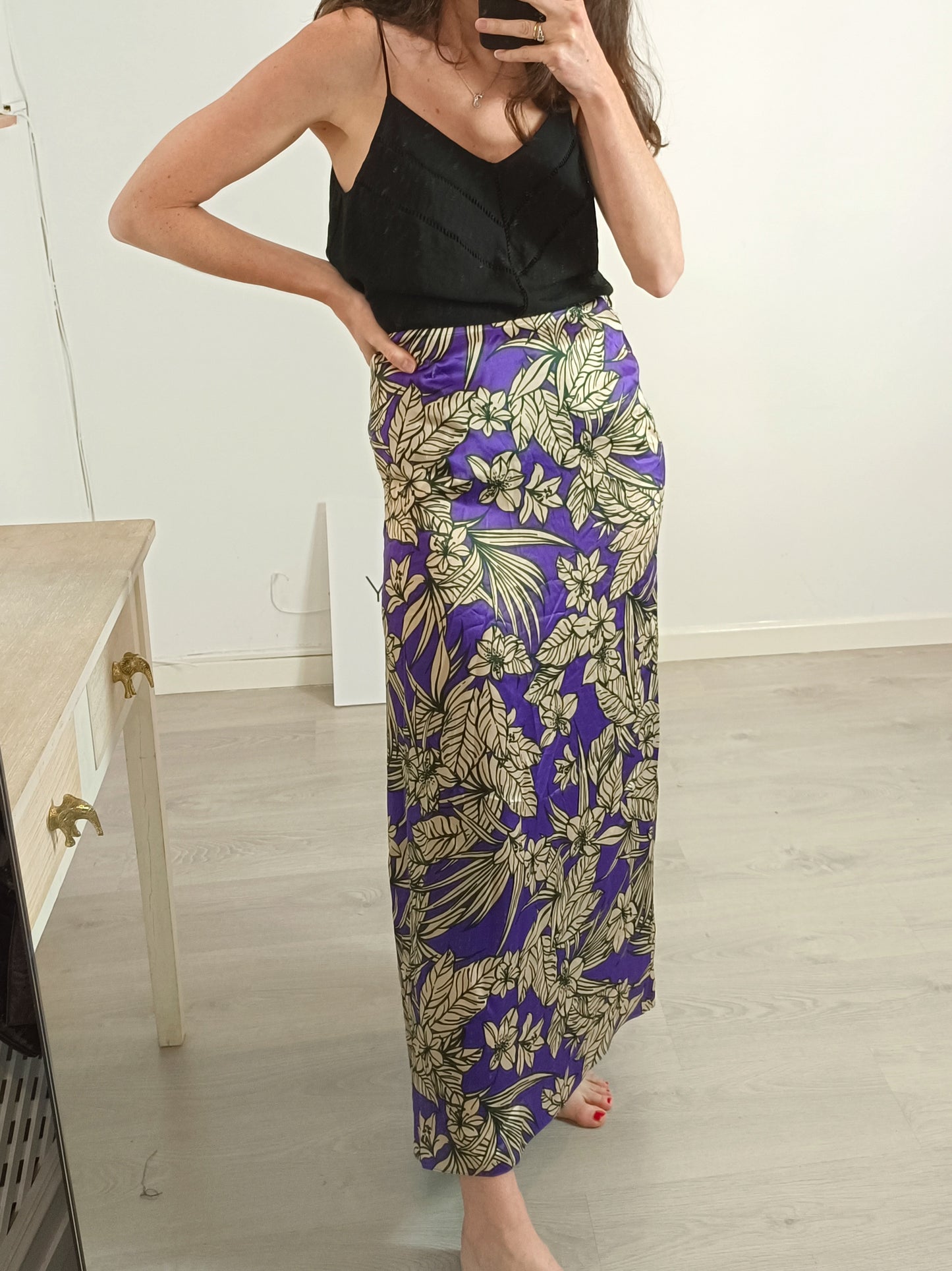 ROBERTO TORRETTA.Long printed skirt T.36