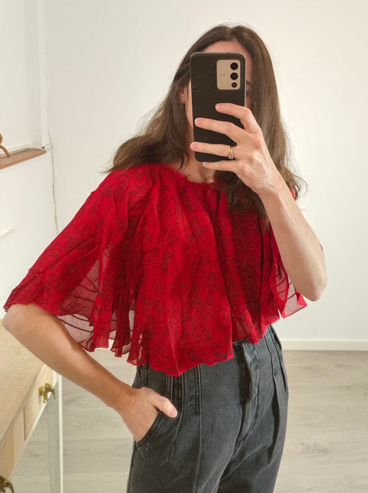 IRO. Semi-sheer crop blouse size 34