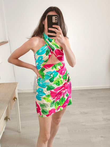 ZARA. Short floral dress Tm
