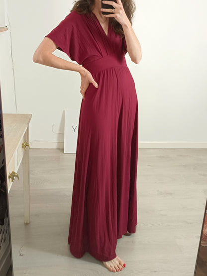 OTHERS. Long maroon lycra dress. XS/S