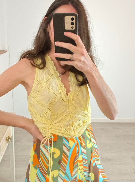 SPRINGFIElD. Yellow openwork top. Size 38