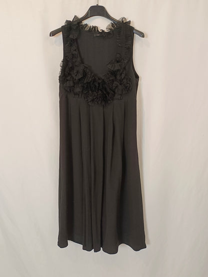 CHARACTER. Black silk midi dress, size 42