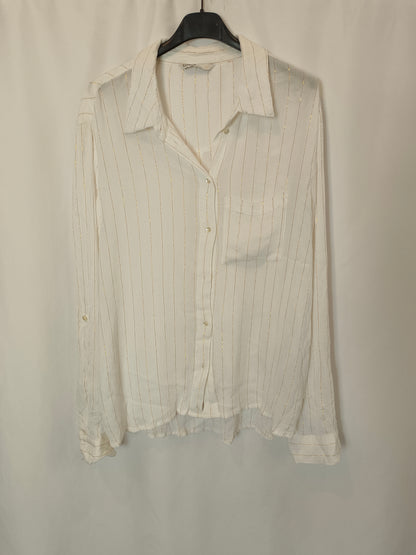 ONLY. White blouse with gold stripes S.xl