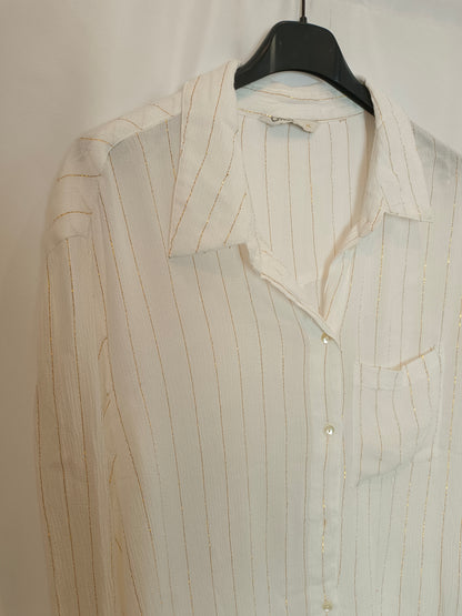 ONLY. White blouse with gold stripes S.xl