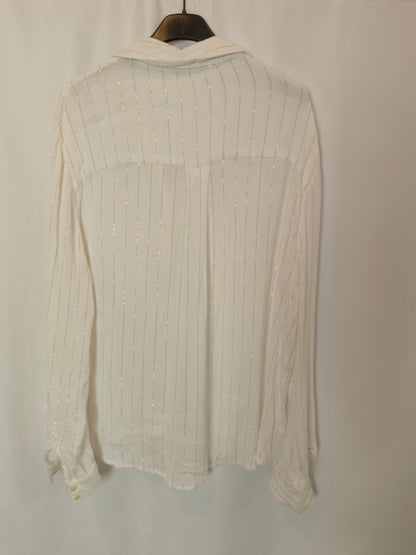 ONLY. White blouse with gold stripes S.xl