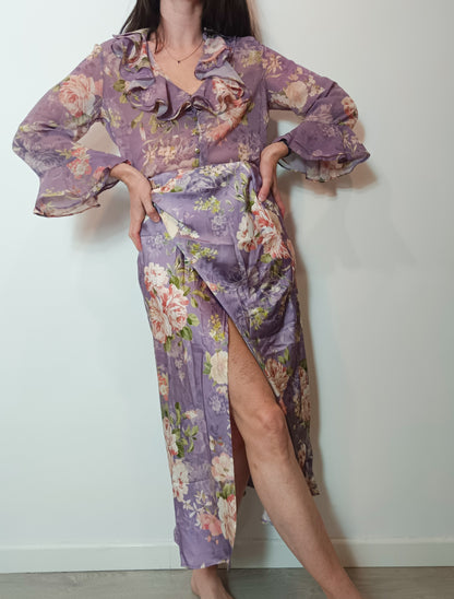 ZARA. Total mauve floral look T.xs