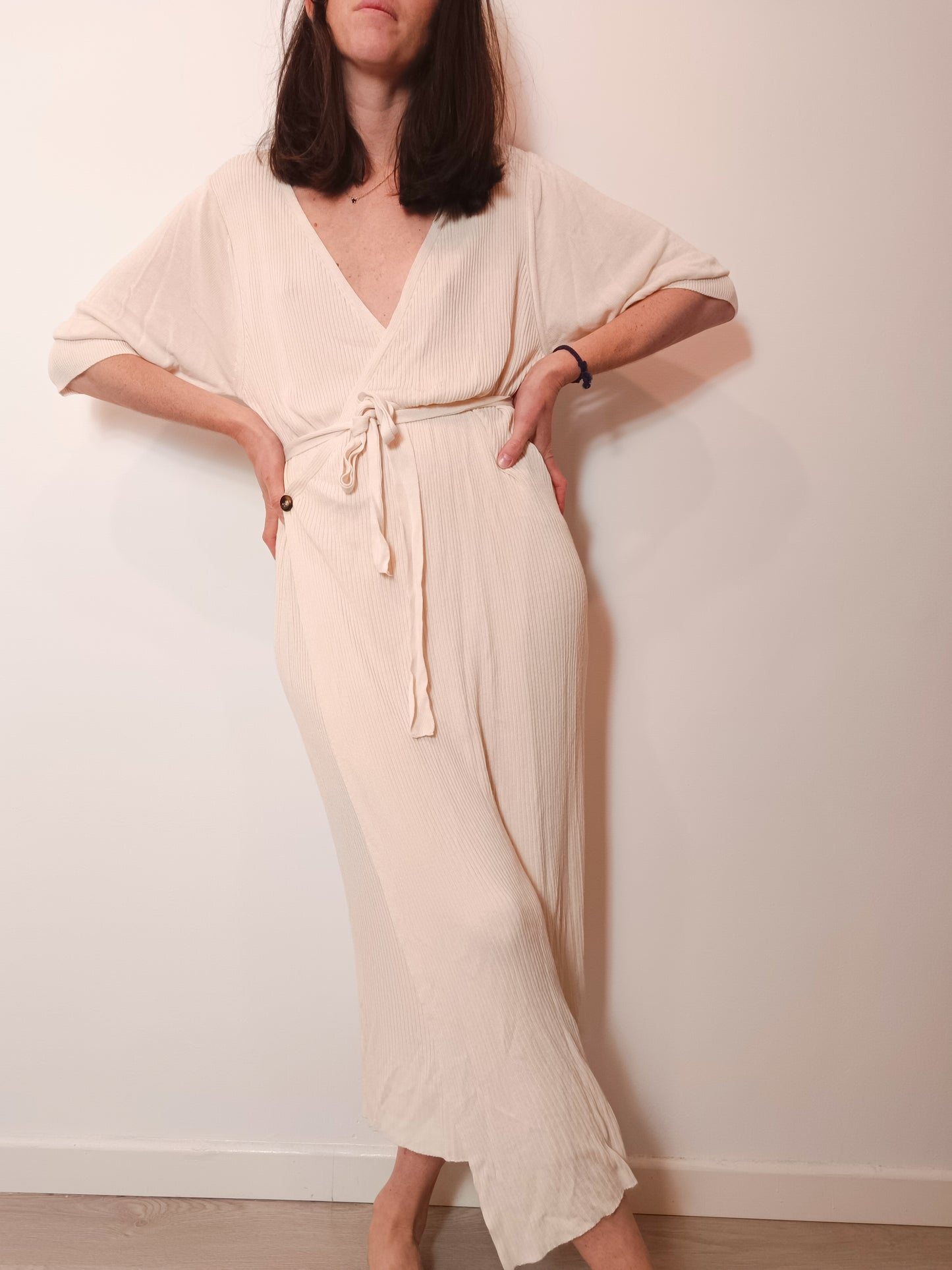 OTHERS. Beige ribbed dress Ts