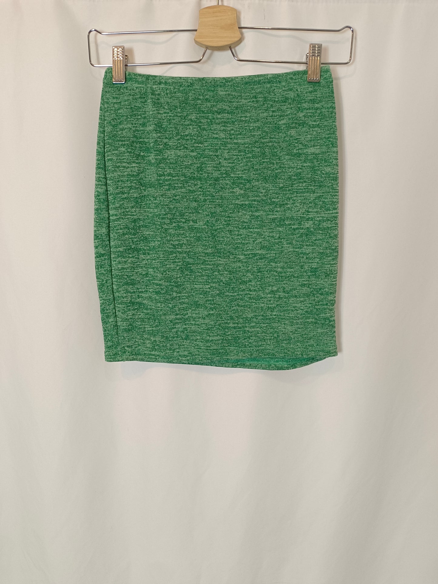 ZAFUL. Falda punto verde jaspeada T.s