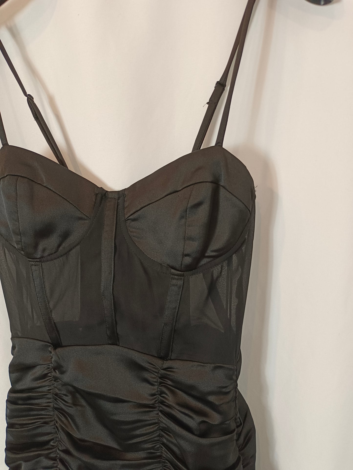 ZARA. Vestido negro doble textura T.xs