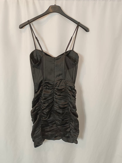ZARA. Vestido negro doble textura T.xs