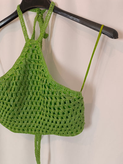 BERSHKA. Green Crop Top Ts