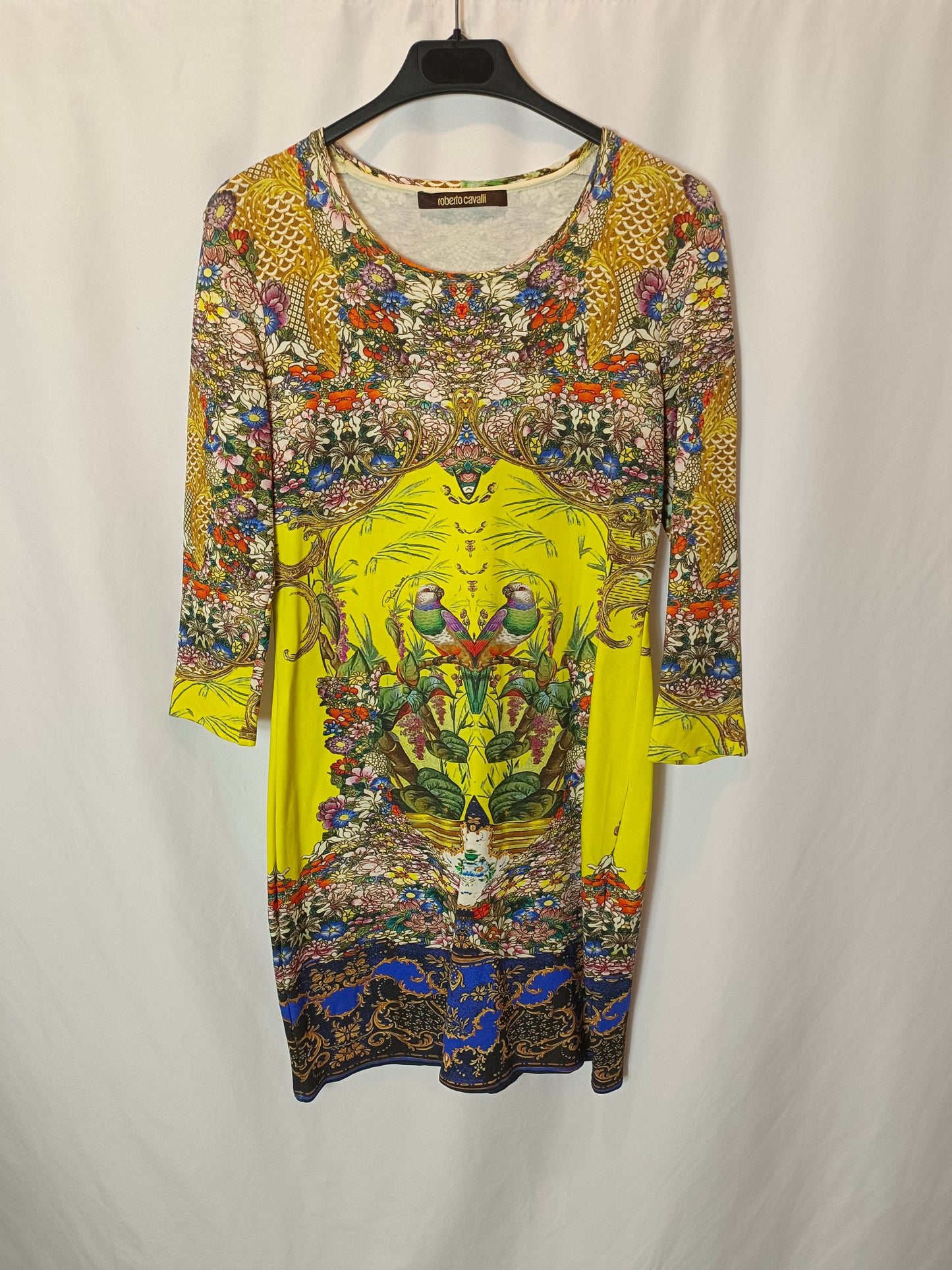 ROBERTO CAVALLI. Short elastic printed dress. T 40 (S/M)