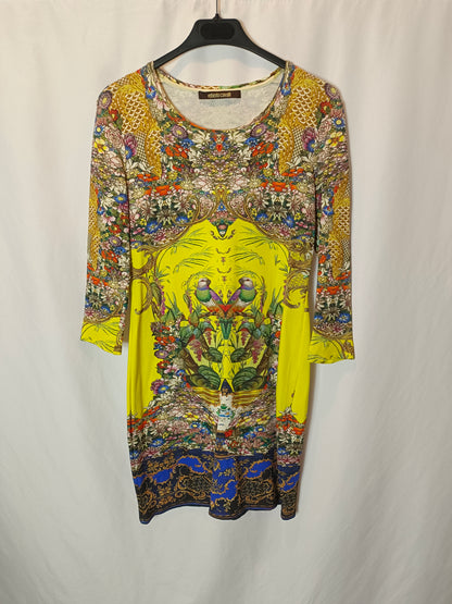 ROBERTO CAVALLI. Short elastic printed dress. T 40 (S/M)