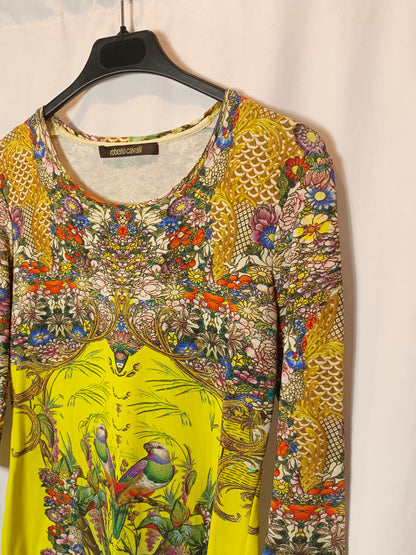 ROBERTO CAVALLI. Short elastic printed dress. T 40 (S/M)