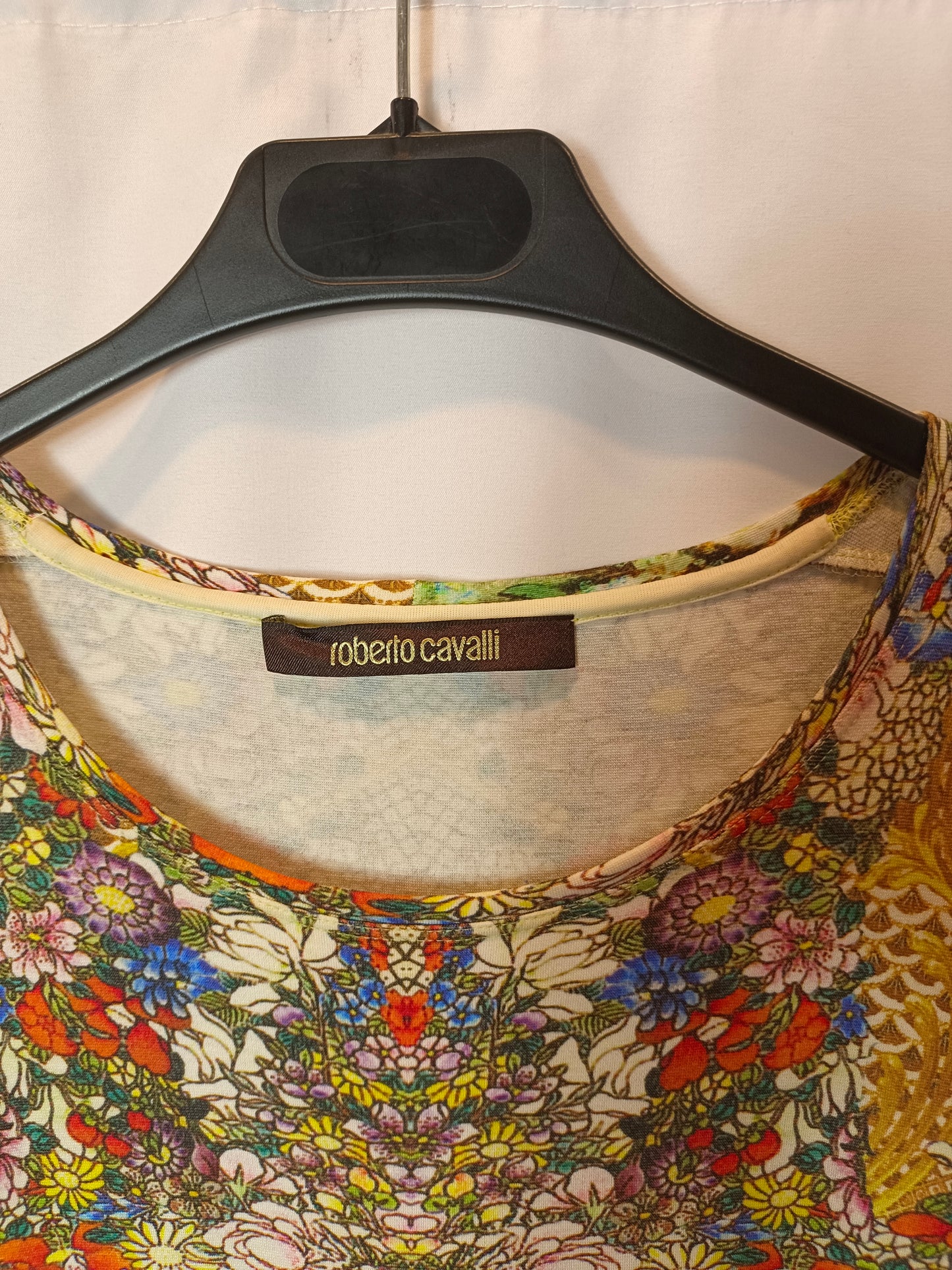 ROBERTO CAVALLI. Short elastic printed dress. T 40 (S/M)