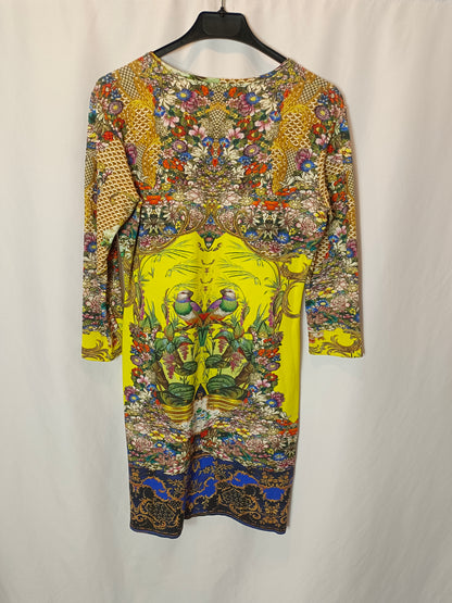 ROBERTO CAVALLI. Short elastic printed dress. T 40 (S/M)