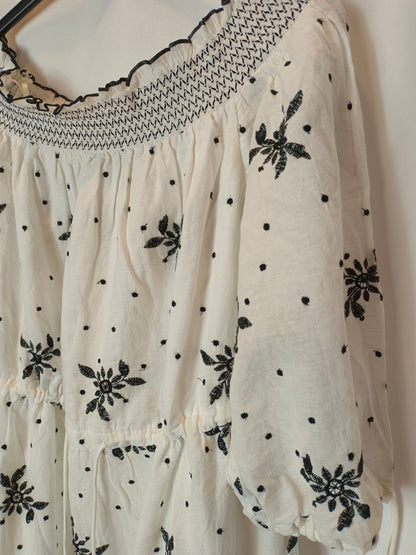 ZARA. Vestido largo bordado T.m