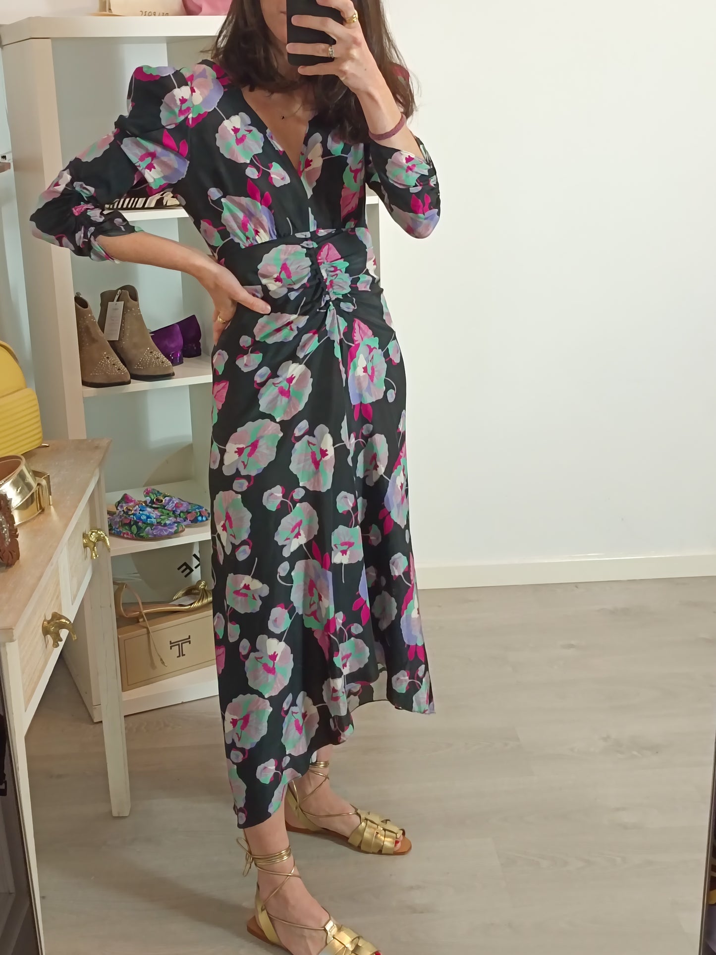 ISABEL MARANT. Silk print midi dress. XS