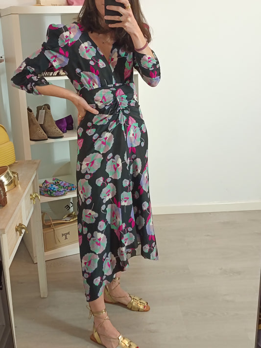 ISABEL MARANT. Silk print midi dress. XS