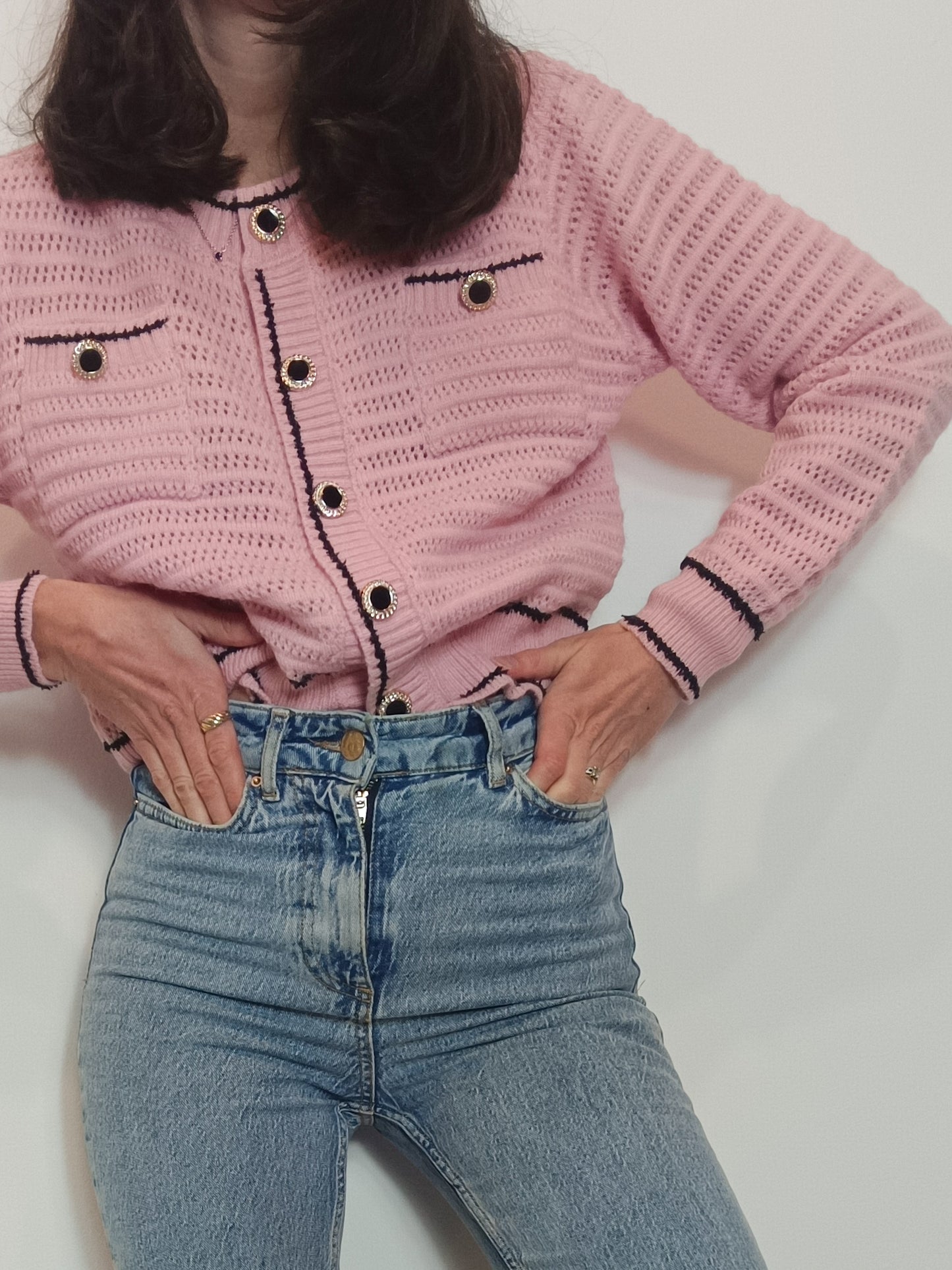 MD WOMAN. Pink die-cut sweater Ts/m