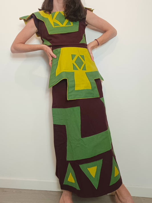 IQ COLLECTION. Total look embroidered maroon T.xs