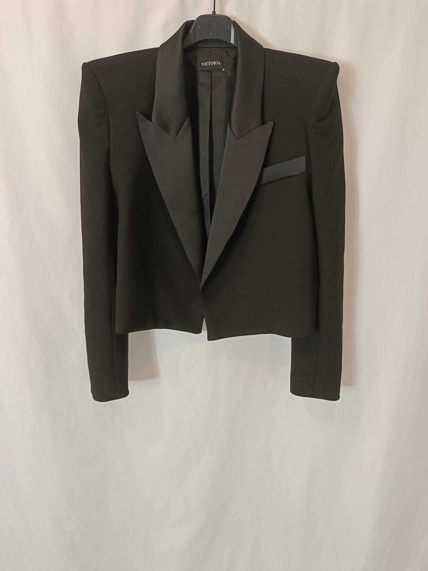 VICTORIA. Black double-textured blazer, size 36