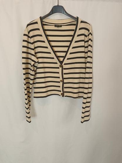 MASSIMO DUTTI. Jersey beige rayas T.m