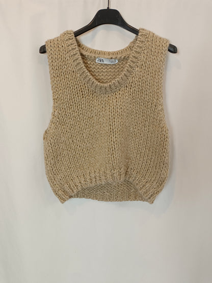 ZARA. Gold thread knit top Tl